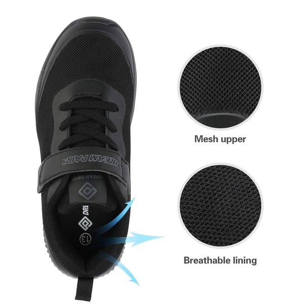 [EZ-Ons BreezeRunners] Breathable And Lightweight Kids Running Sneakers - ALL BLACK - 2